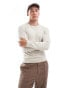 Hollister icon logo relaxed fit lightweight knit jumper in white marl