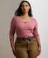 ფოტო #1 პროდუქტის Plus Size Rib-Knit Henley Tee