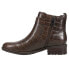 Easy Spirit Rae Croc Embossed Round Toe Chelsea Zippered Booties Womens Brown Ca