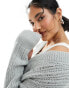Фото #4 товара Weekday Farila oversized v neck ladder knit jumper in light grey