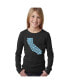 ფოტო #1 პროდუქტის Big Girl's Word Art Long Sleeve T-Shirt - California Hearts