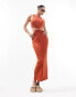 Фото #4 товара ASOS DESIGN ribbed midi dress with cut out and stone trim in rust