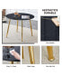 Фото #7 товара Modern Minimalist 40" Circular Dining Table, Faux Black Marble, Gold Legs