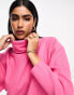 ASOS DESIGN supersoft volume sleeve roll neck mini jumper dress in light pink