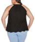 ფოტო #2 პროდუქტის Black Label Plus Size Embroidered Hem Sleeveless Top