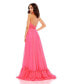 ფოტო #2 პროდუქტის Women's High Neck Tiered Chiffon Halter Gown