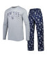 ფოტო #2 პროდუქტის Men's Navy, Gray New York Yankees Breakthrough Long Sleeve T-shirt and Pants Sleep Set