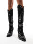 Фото #3 товара Simmi London Wide Fit Delano butterfly embellished western boot in black micro