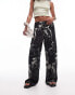 Фото #10 товара Topshop resort print satin wide leg trouser in mono