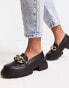 Фото #8 товара Pimkie chunky loafer with gold chain detail in black
