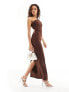 ASOS DESIGN Petite sculpted asymmetric maxi dress in chocolate 40 - фото #5