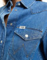 Wrangler heritage western denim shirt in mid wash