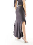 Fashionkilla ruffle detail maxi skirt co-ord in charcoal