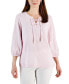 Women's Cotton Gauze Tasseled Lace-Up Top, Created for Macy's