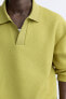 Textured polo sweatshirt