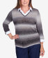 Фото #1 товара Women's Classic Space Dye with Woven Trim Layered Sweater