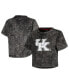 Фото #1 товара Women's Black Distressed Kentucky Wildcats Vintage-Like Wash Milky Silk Cropped T-shirt