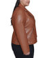 Plus Size Faux-Leather Asymmetric Moto Coat, Created for Macy's