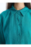 Фото #4 товара LCW Modest Düz Uzun Kollu Oversize Keten Kadın Gömlek Tunik