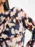 & Other Stories plisse mesh long sleeve top in blurred floral print