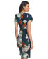 Women's Floral Tulip-Sleeve Jewel-Neck Dress