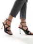 River Island cross over heeled sandal in black