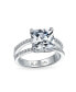 ფოტო #6 პროდუქტის 3CT Square Princess Cut AAA CZ Engagement Ring For Women Cubic Zirconia Split Pave Shank Band 925 Sterling Silver