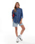 Фото #2 товара Levi's Teodora shine foil stripe western shirt in mid blue