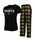 ფოტო #1 პროდუქტის Women's Black, Gold New Orleans Saints Badge T-shirt and Pants Sleep Set