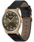 ფოტო #2 პროდუქტის Men's Candor Quartz Basic Calendar Black Leather Watch 41mm