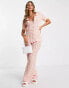 Фото #3 товара Damson Madder button through crochet shirt co-ord in pink zigzag