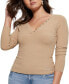 Фото #3 товара Women's Kyla Ribbed Henley Long-Sleeve Top