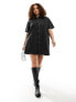 Фото #3 товара ASOS DESIGN Curve short sleeve denim shirt dress in wash black