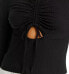 Aqua Ribbed Cut Out Top in Black Size M