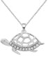 ფოტო #1 პროდუქტის Diamond Turtle 18" Pendant Necklace (1/10 ct. t.w.) in Sterling Silver