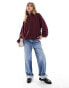 Фото #3 товара ASOS DESIGN half zip fleece in burgundy