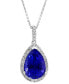 ფოტო #2 პროდუქტის EFFY® Tanzanite (6 ct. t.w.) & Diamond (3/8 ct. t.w.) Halo 16" Pendant Necklace in 14k White Gold