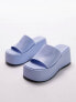 Фото #4 товара Topshop Wide Fit Gray flatform mule sandal in pale blue