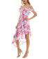 Фото #3 товара Платье с асимметричным обрезом и оборками BCX Juniors' в цветочном жаккардовом принте