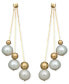 14k Cultured Freshwater Pearl Triple Bead Drop (6-7mm) Earrings