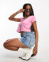 Hollister tie front crop top in pink