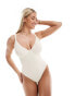 ASOS DESIGN Fuller Bust Emily rib underwired swimsuit in ecru EU 70 E - фото #8