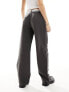 Фото #7 товара 4th & Reckless tailored contrast waist band straight leg trousers co-ord in dark grey