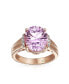 ფოტო #3 პროდუქტის 4.47CT Zircon Accented Oval Statement Pink Amethyst Ring For Women Rose Gold Plated .925 Sterling Silver February Birthstone