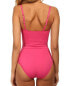 Фото #3 товара Tommy Bahama Pink Pearl Solids Shirred Twist Front Bandeau One-Piece pink sz 4