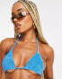 New Girl Order festival triangle bikini top in cobalt towelling