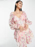 ASOS DESIGN button through babydoll mini dress in pink metallic jacquard