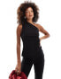 In The Style bengaline one shoulder ruched asymmetric top co-ord in black