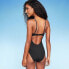 Фото #3 товара Women's Ribbed Plunge Twist-Front One Piece Swimsuit - Shade & Shore Black L