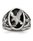 Stainless Steel Polished and Textured Enameled Eagle Ring